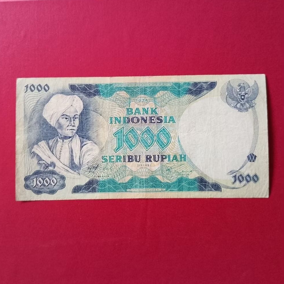 Uang kertas  Rp. 1000 rupiah Diponegoro tahun 1975