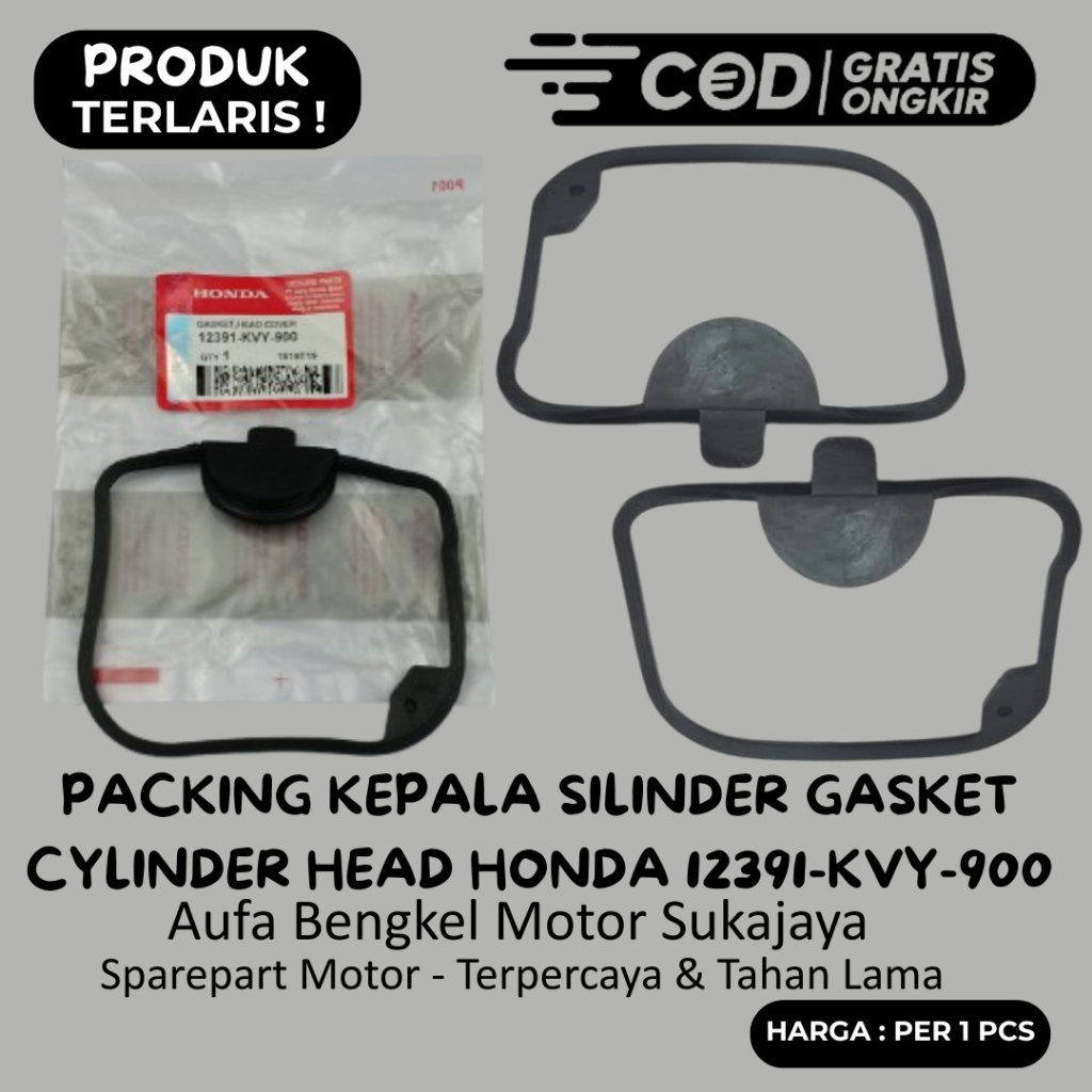 Karet Gasket Cylinder Head Cover Beat Karbu Revo 110 Original Honda 12391-KVY-900 Packing Silinder G