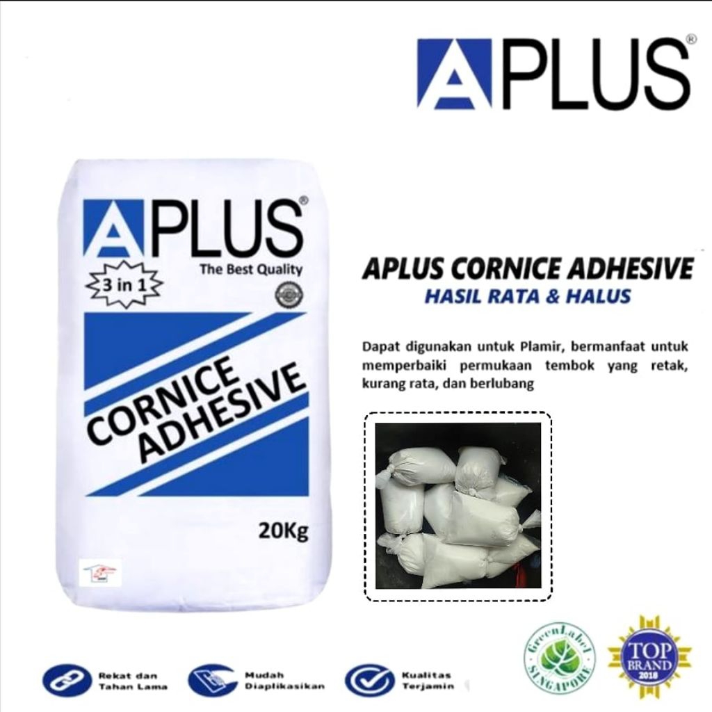 Aplus gypsum acian kompon / cornice adhesive tembok / semen putih
