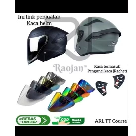 Kaca Flat visor helm ARL  TT Course Visor helm ARL TT Course bonus rachet visor