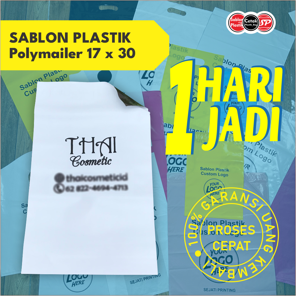 

(isi 100 pcs) Sablon Plastik Packing Olshop Uk. 17cm x 30cm, Plastik Packing - POLYMAILER