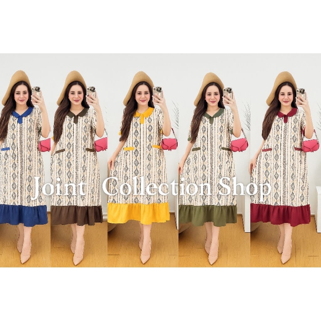 Daster Etnik Rempel Pola Grafis Minimalis Bahan Rayon Premium Busui Friendly