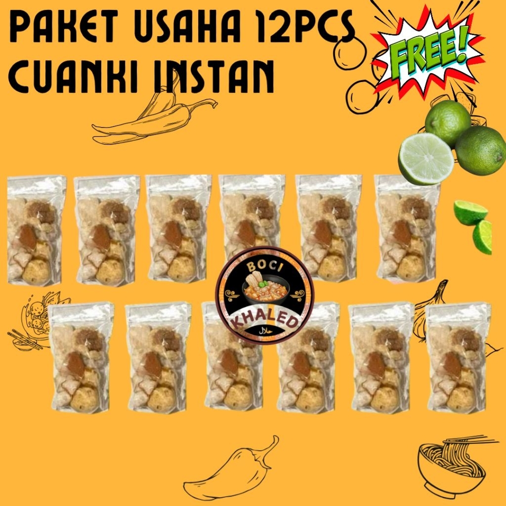 

[CUANKI KUAH PAKET USAHA 12 BUNGKUS] ready baso aci paket usaha ekonomi cuanki instan seblak instan komplit boci ayam suwir pedes mercon enak murah paket jualan cemilan makanan