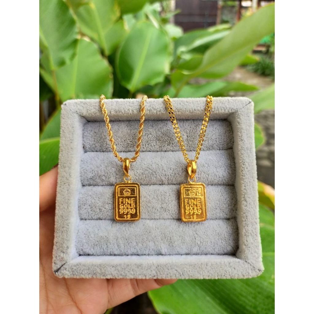 kalung batangan 1gr Kuningan lapis emas
