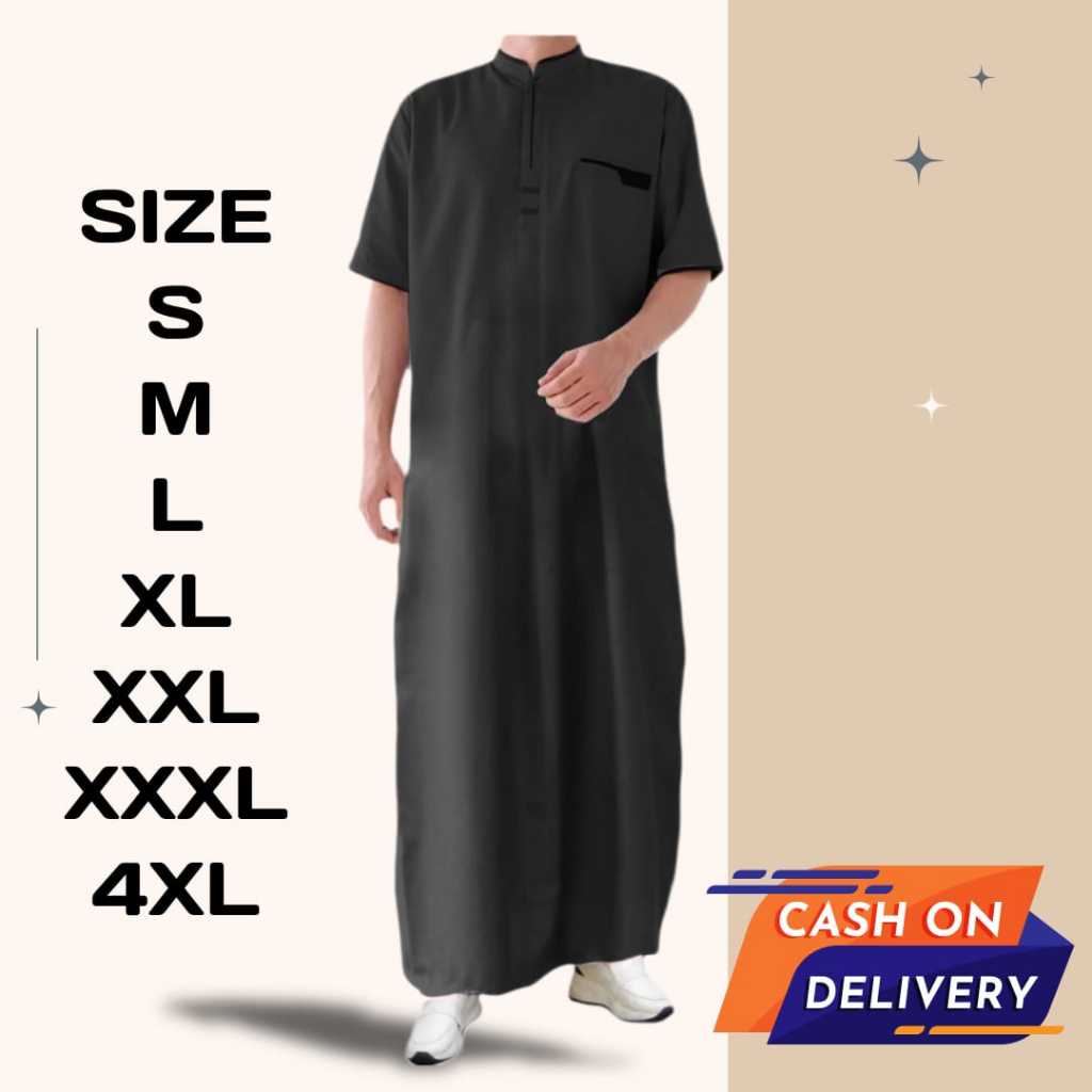 JUBAH PRIA GAMIS PRIA JUBAH PRIA DEWASA HITAM POLOS