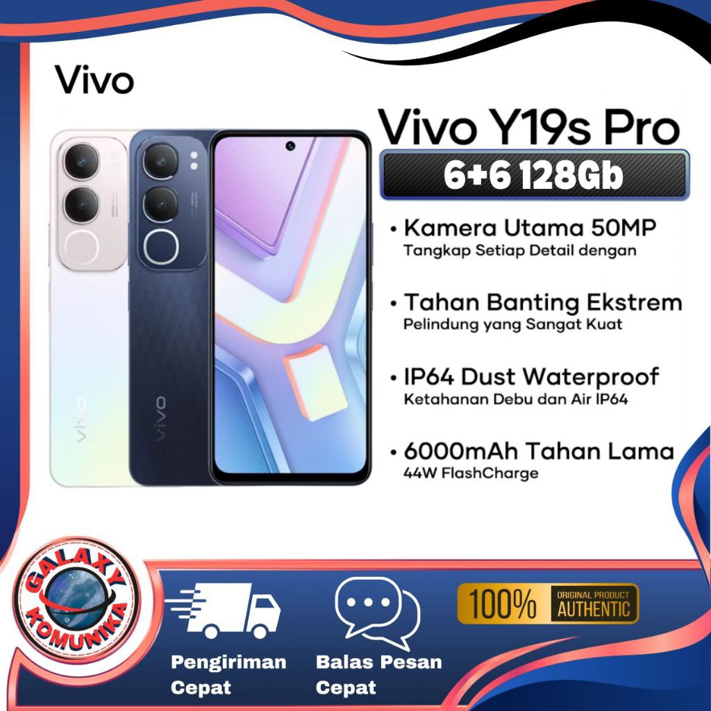 Vivo Y19s Pro 4/64 4/128  6/128 6000 mAh Battery 50 Mp Camera Garansi Resmi