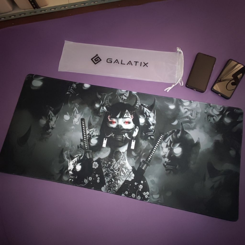 deskmat GALATIX ONI GIRL hitam black version gaming mousepad ukuran XL 900 x 400