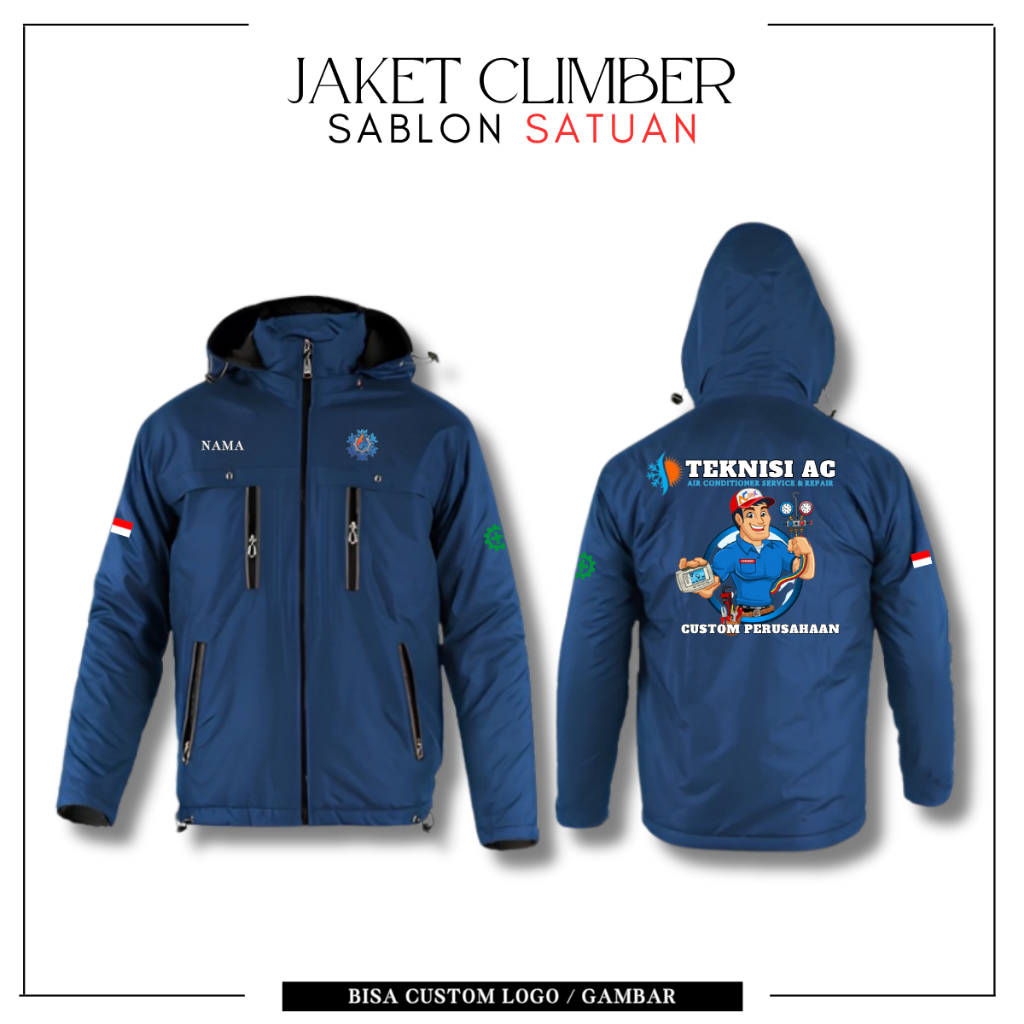 Jaket Pria Teknisi AC Jaket Kerja Custom Karyawan Jaket Promosi Usaha