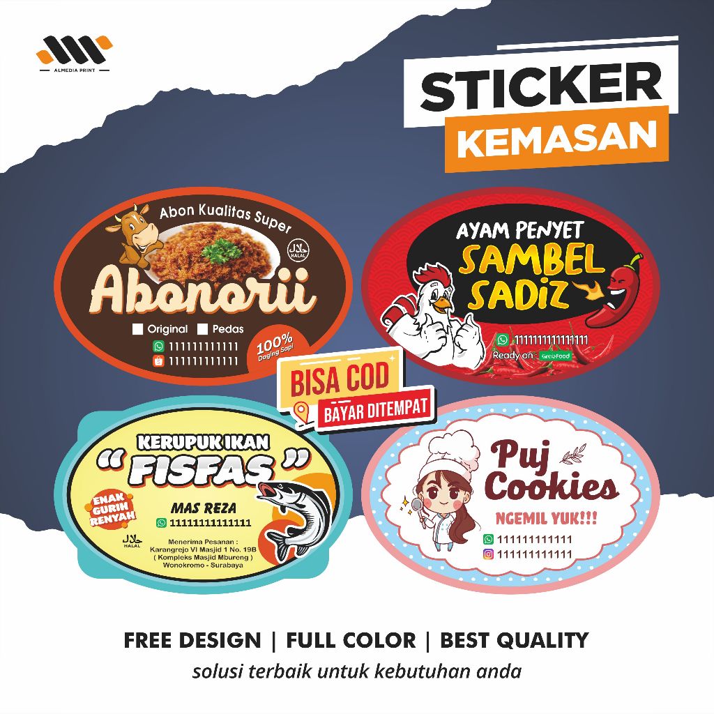 

Cetak Stiker Cromo / Label Sticker Produk Kemasan / Label Makanan Minuman + Free Cutting