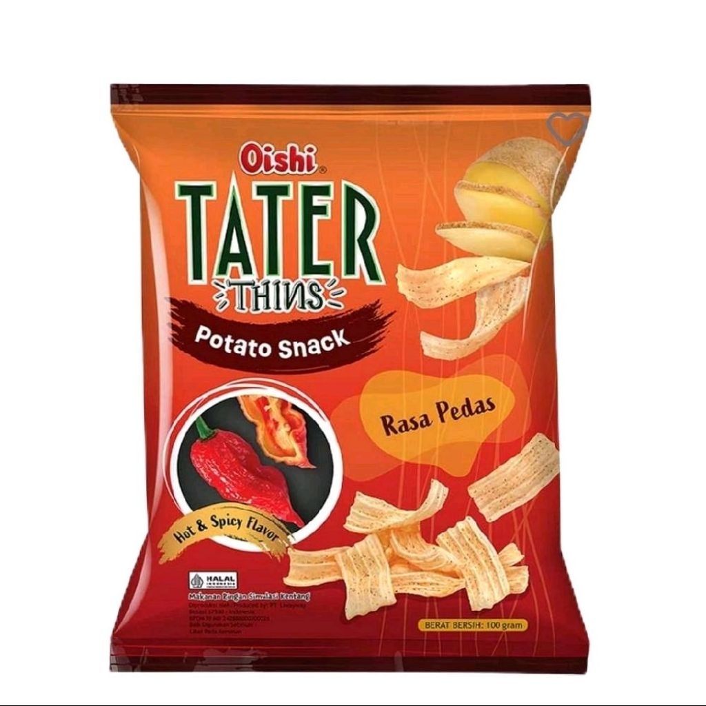 

Oishi Tater Thins Potato Snack Rasa Pedas isi 100 Gram