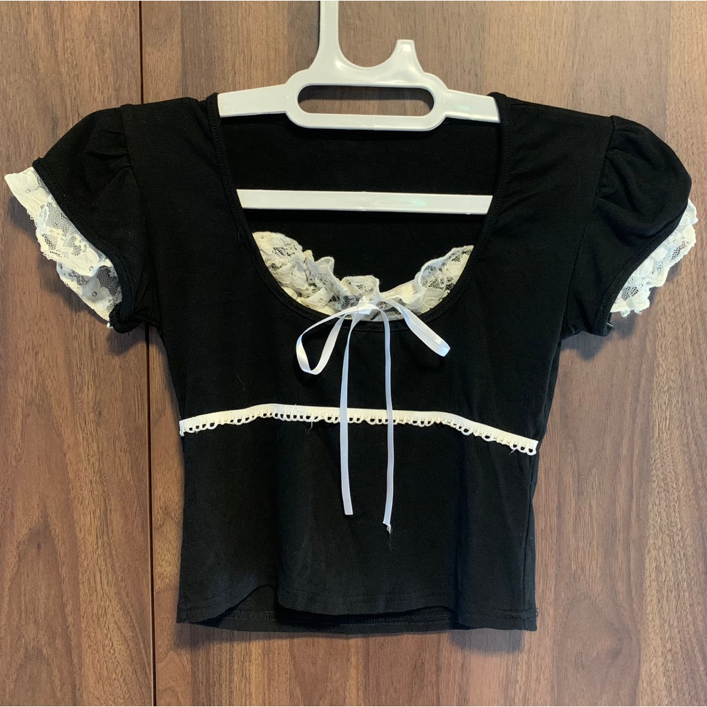 black bow milkmaid coquette top atasan baby doll coquette y2k fairy vintage kawaii core mori kei saw