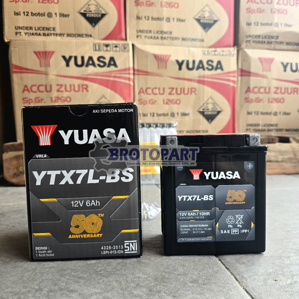 AKI MOTOR KAWASAKI KLX 150 250 YUASA YTX7L-BS MF AKI KERING ORIGINAL