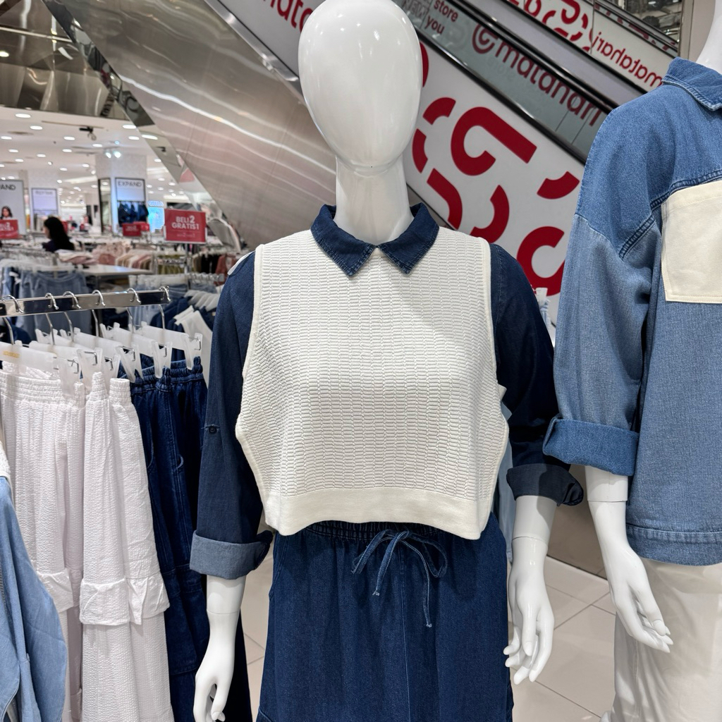 ULTRAVIOLET - NEW Set Kemeja Vest Wanita Denim (S-XL)