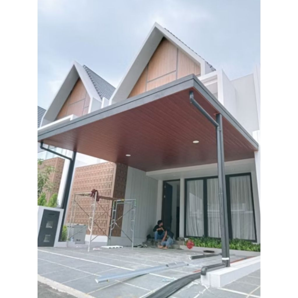 pemasangan kanopy baja ringan berikut atap alderon Rs dan plvon pvc