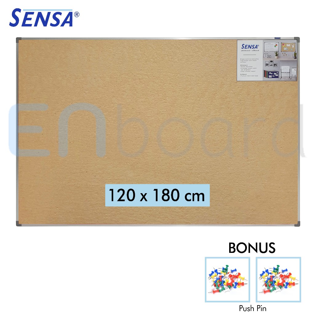 

Softboard / Pin Board / Cork Board / Papan Pengumuman / Mading Gantung Polos Sensa 120 x 180 cm