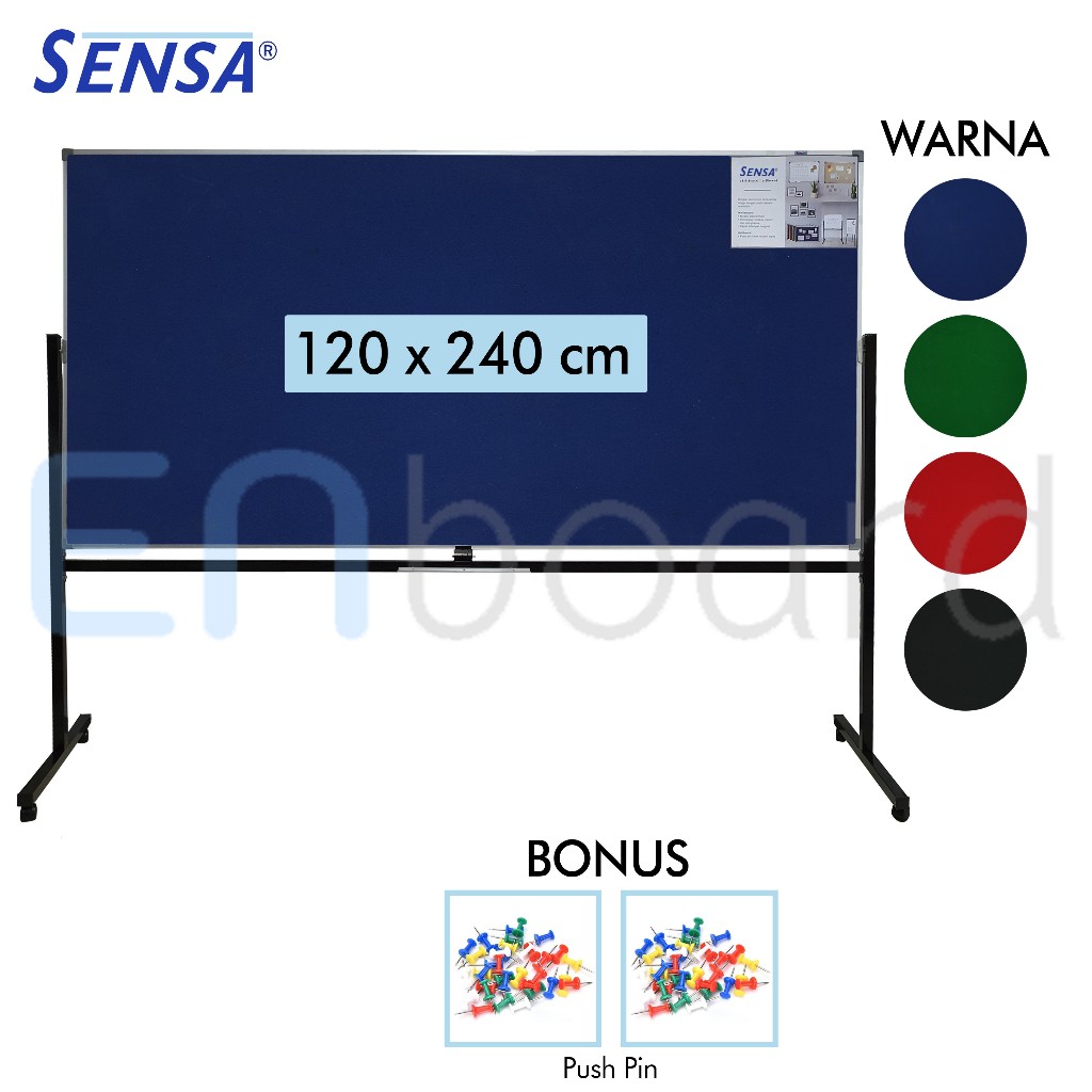 

Softboard / Pin Board / Cork Board / Papan Pengumuman / Mading Standing Bludru Sensa 120 x 240 cm