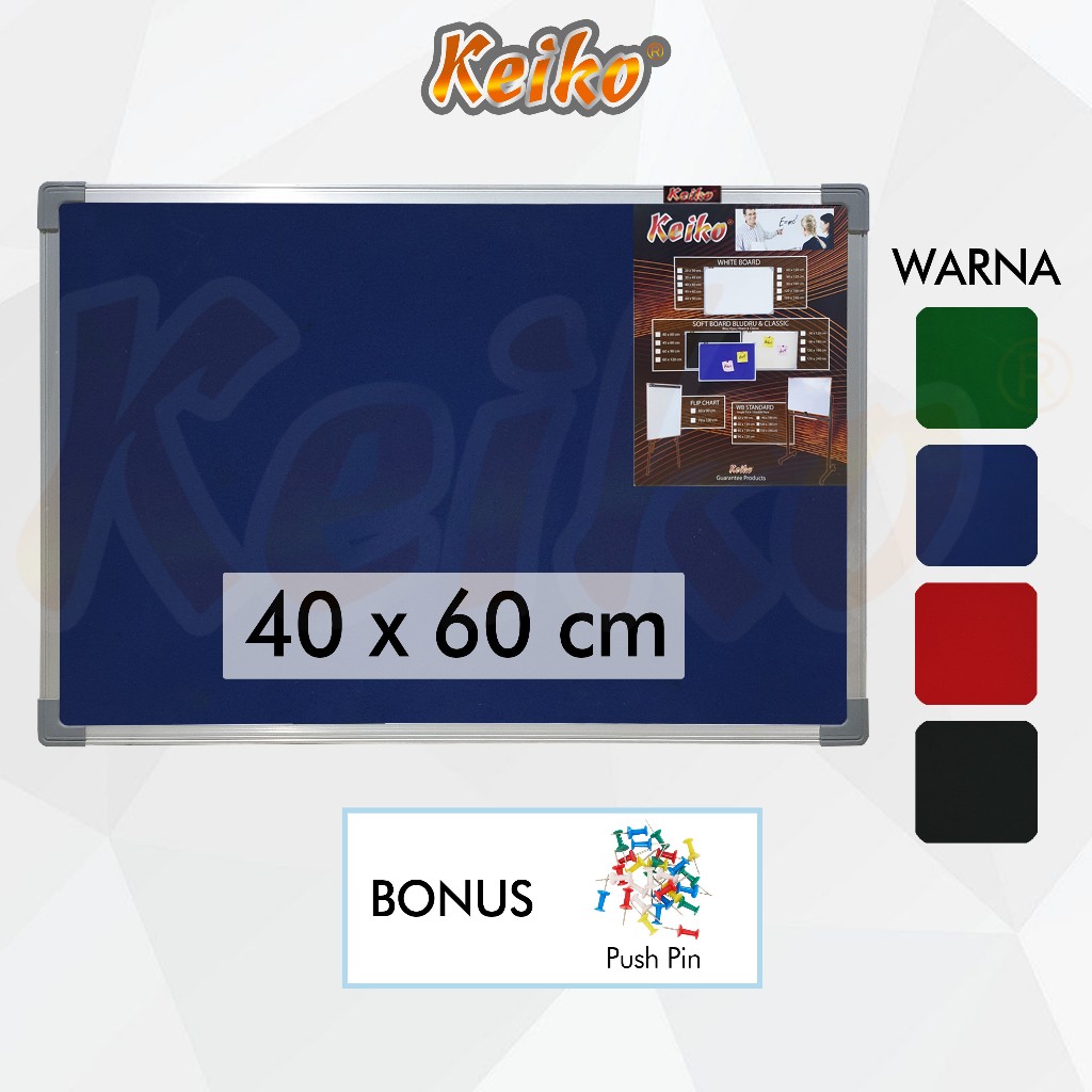 

Softboard / Pin Board / Cork Board / Papan Pengumuman / Mading Gantung Bludru Keiko 40 x 60 cm