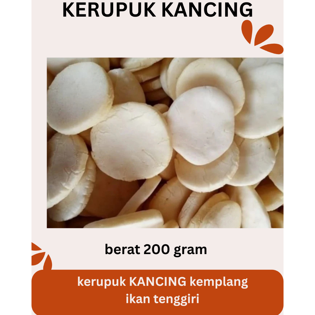 

KERUPUK KANCING KEMPLANG IKAN TENGGIRI 200 GR KHAS ASLI PALEMBANG