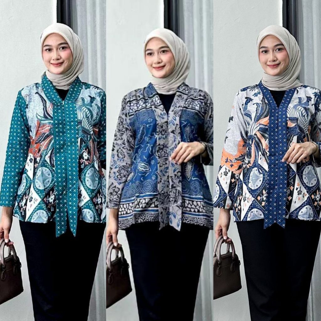 Blus Batik Model Kebaya Seragam Kerja Terbaru