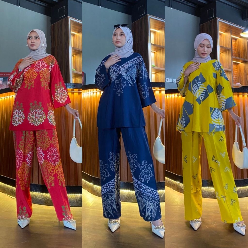 SETELAN CELANA / SET CELANA / ONE SET BATIK/SETELAN CELANA PANJANG/BAJU DASTER SANTAI/BATIK MURAH