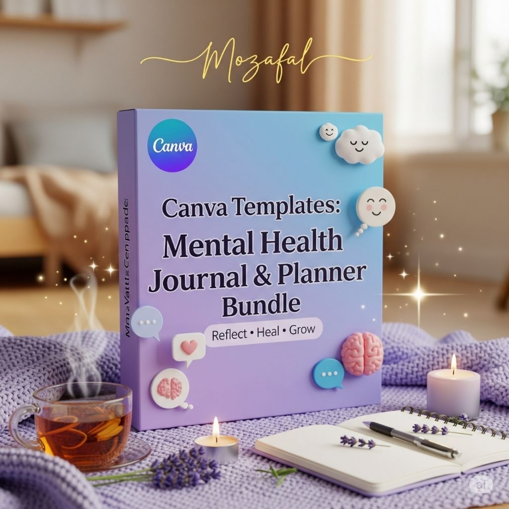 Canva Template Mental Health Journal | Kesehatan Mental Anxiety, ADHD, Self Reflection, Trauma Plann
