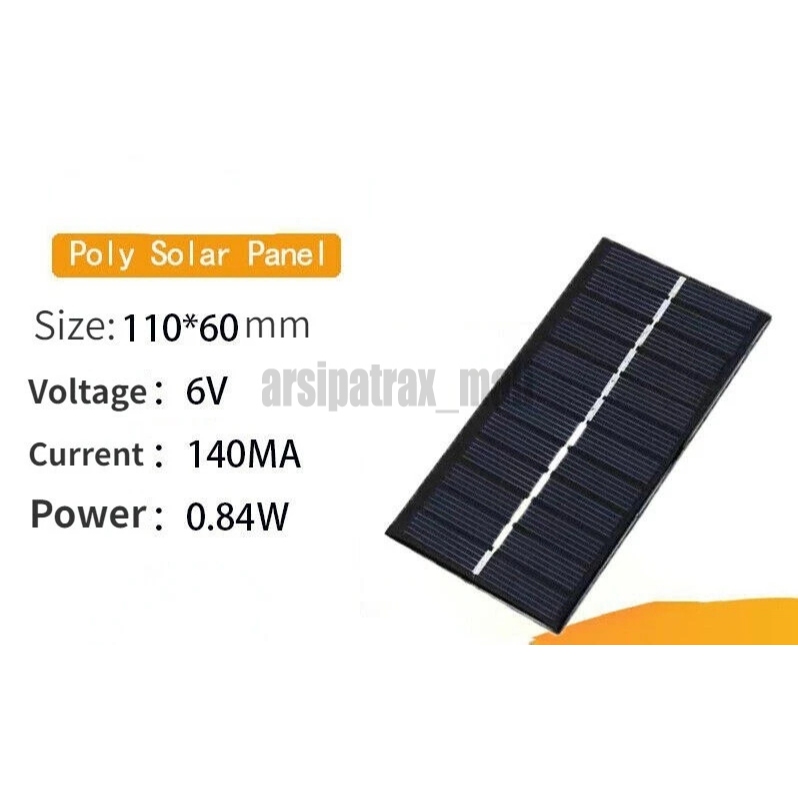 Panel Surya Solar Cell Mini 6v 1w Cas HP Powerbank 18650 DIY