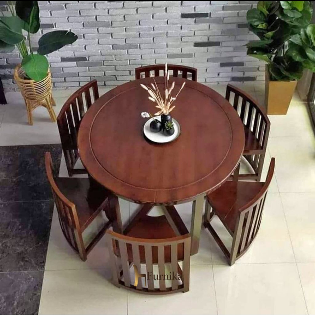 SET MEJA MAKAN BULAT || MEJA MAKAN KAYU JATI || DINING SET