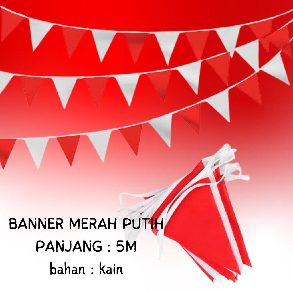 (GROSIR 10pcs) banner segitiga merah putih , umbul umbul segitiga merah putih