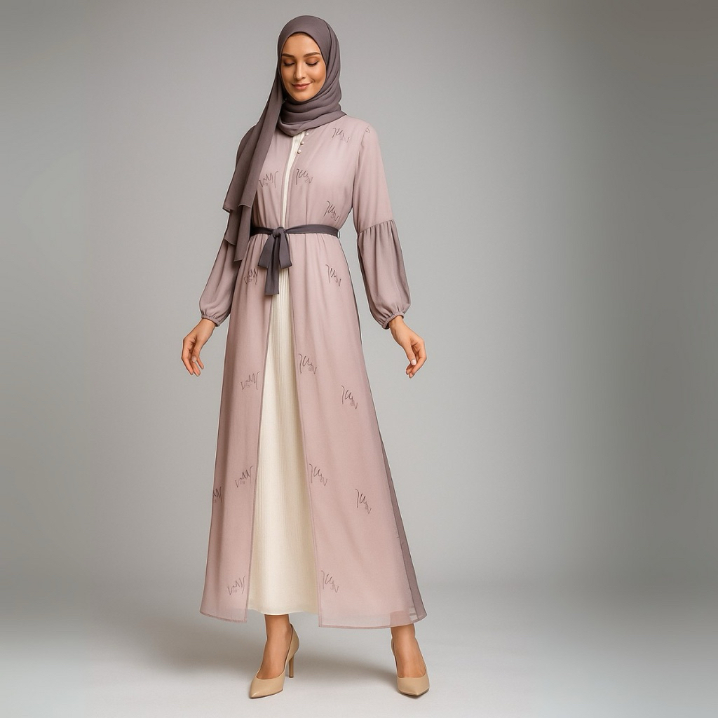 Pastelo ELIZA INNER OUTER by juragan gamis motif cantik abaya muslimah inner dan outer terpisah gami