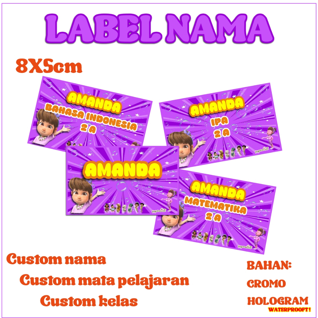 

CUSTOM NAMA LABEL NAMA HOLOGRAM MERI JUMBO 14PCS