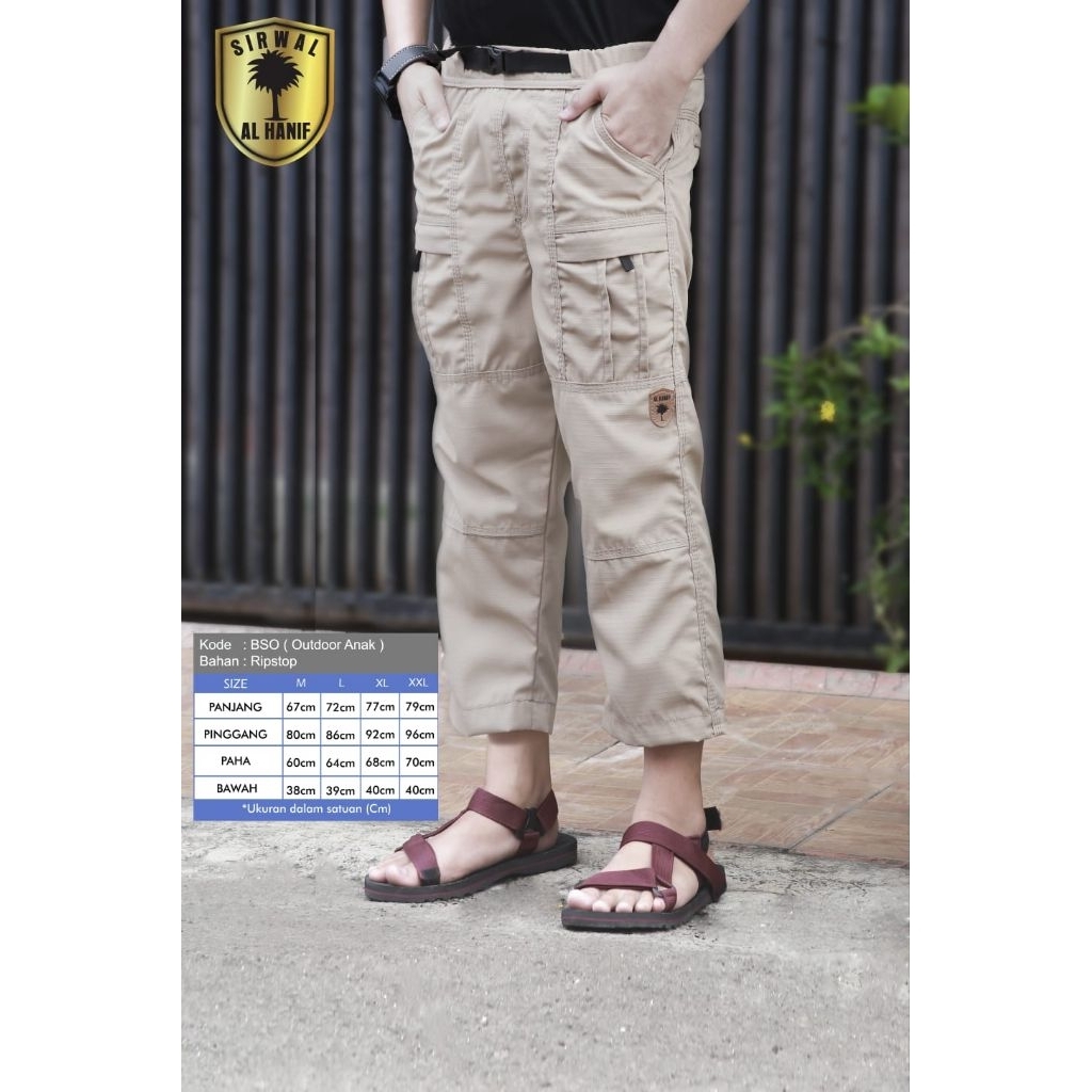Celana sirwal anak outdoor BSO al hanif/sirwal anak outdoor al hanif/sirwal anak alhanif ripstop /