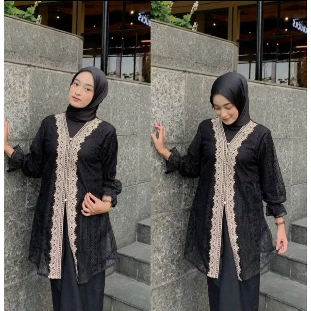 Zaline outer lace Outer brokat lace kondangan/ outer wisuda simple