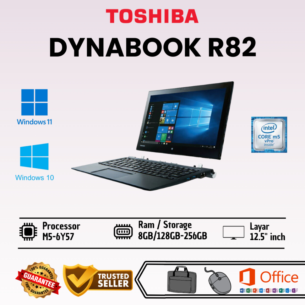 Laptop Toshiba Dynabook R82 Tablet 2 In 1 Core M5-6Y57 Ram 8 SSD 256GB Touchscreen Second Bergaransi