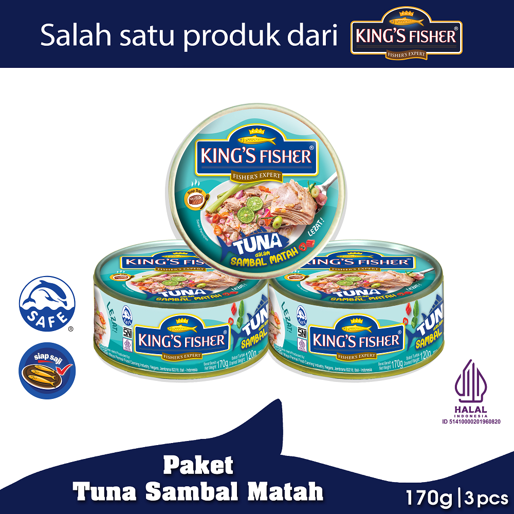 

Paket 3 pcs King's Fisher Tuna Sambal Matah Daging Tuna Makanan Kaleng 170 g