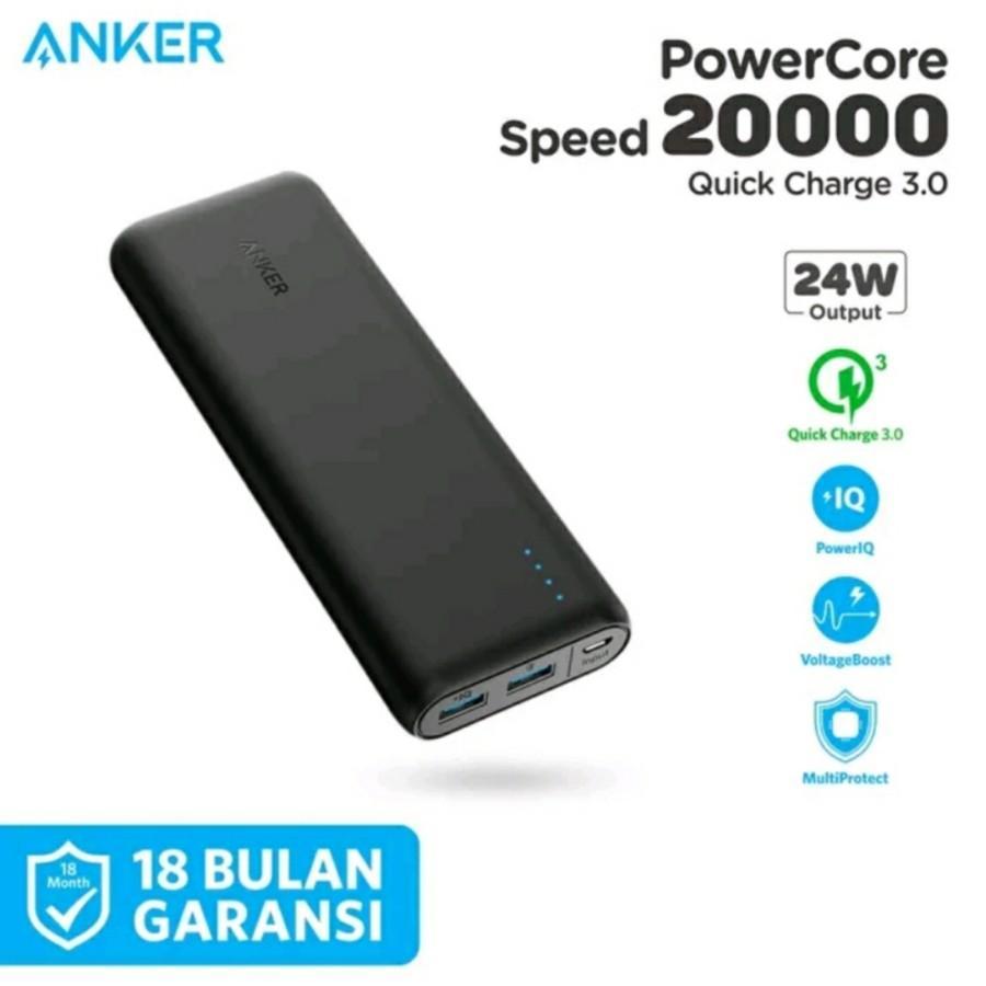 Powerbank Anker Powercore Speed 20000 QC 3.0 Black - A1278