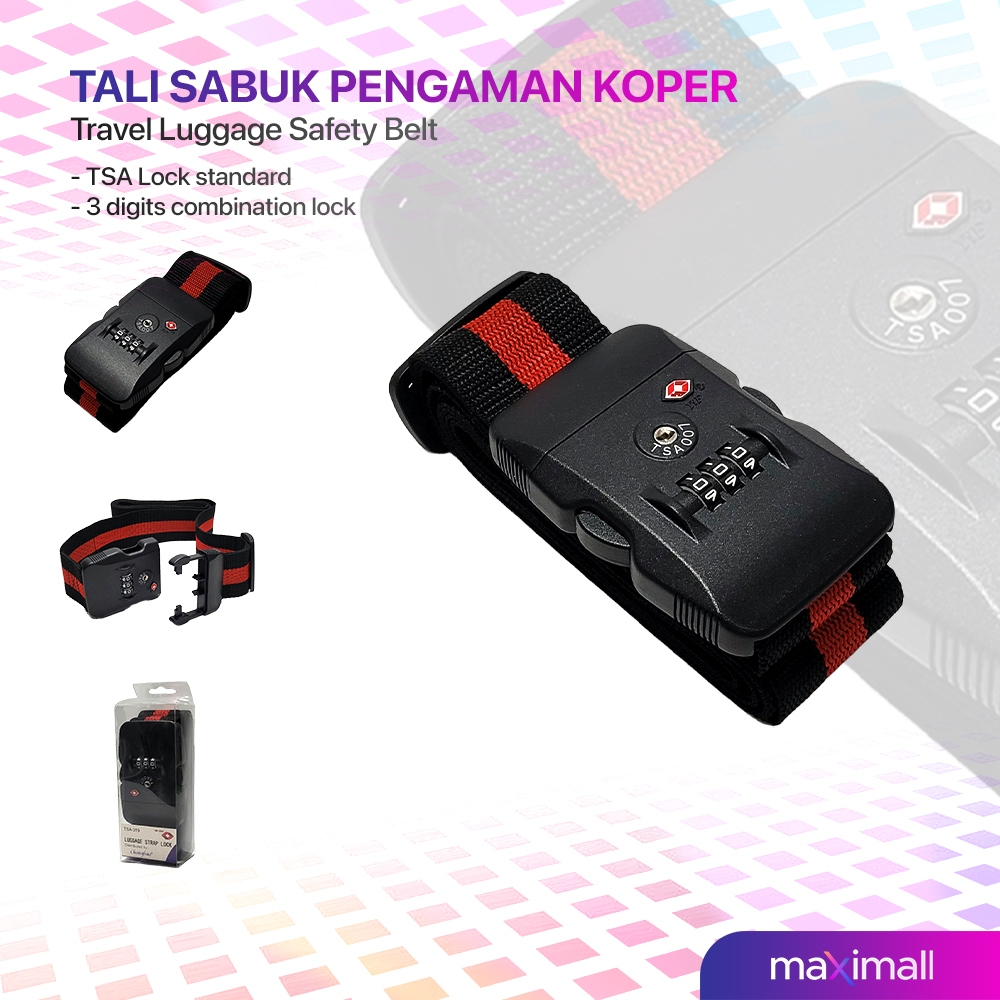 Tali Pengunci Koper / Sabuk Pengaman Tas Bagasi (Travel Luggage Safety Belt) TSA Lock