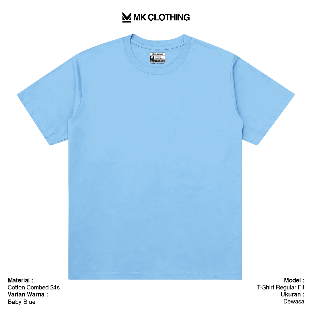 Kaos Polos 24s Dewasa Pria dan Wanita Unisex Lengan Pendek- Biru Muda