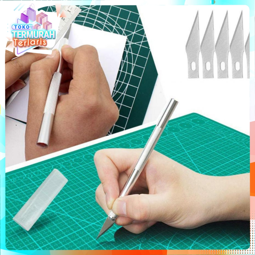

TTT Pisau Ukir Seni 5 isi Cutter Hobby Crafting Art Knife Metal Handle Blade Pisau Bonsai Sayat Ukir Pen Cutter Set Mata dan Gagang Art Knife