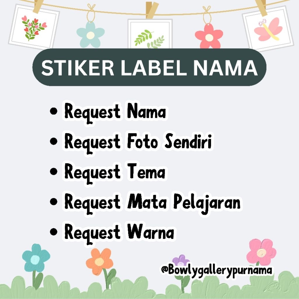

STIKER LABEL NAMA PELAJARAN Custom | Tema + Nama + Foto + Mapel | Kertas Glossy 4x7cm - 15 Lembar