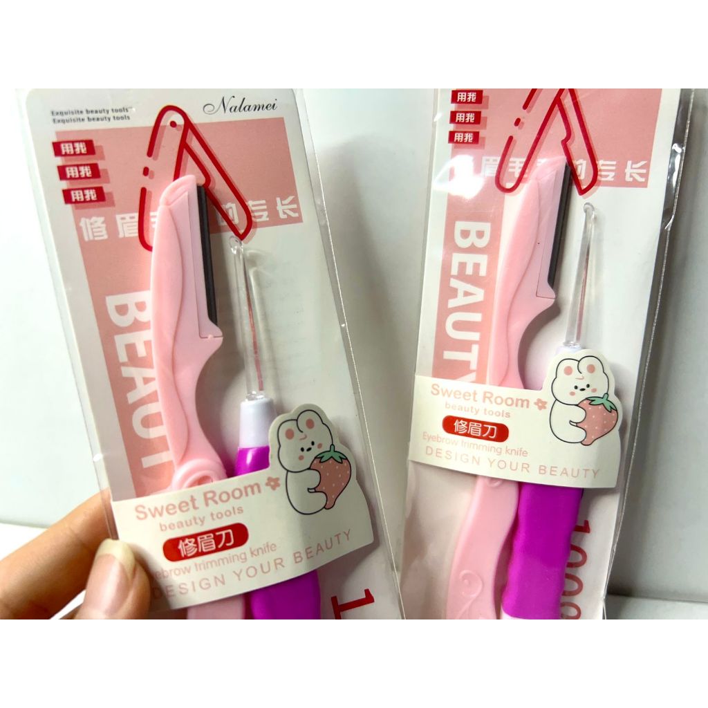 Pisau Cukur Alis & Ear Pick LED Set Pencukur Alis Korek Kuping LED Nalamei