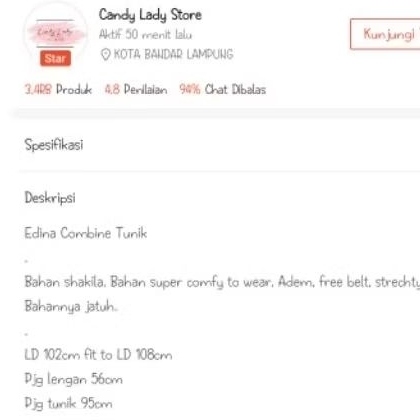 Edina combi tunik free belt (Candylady)