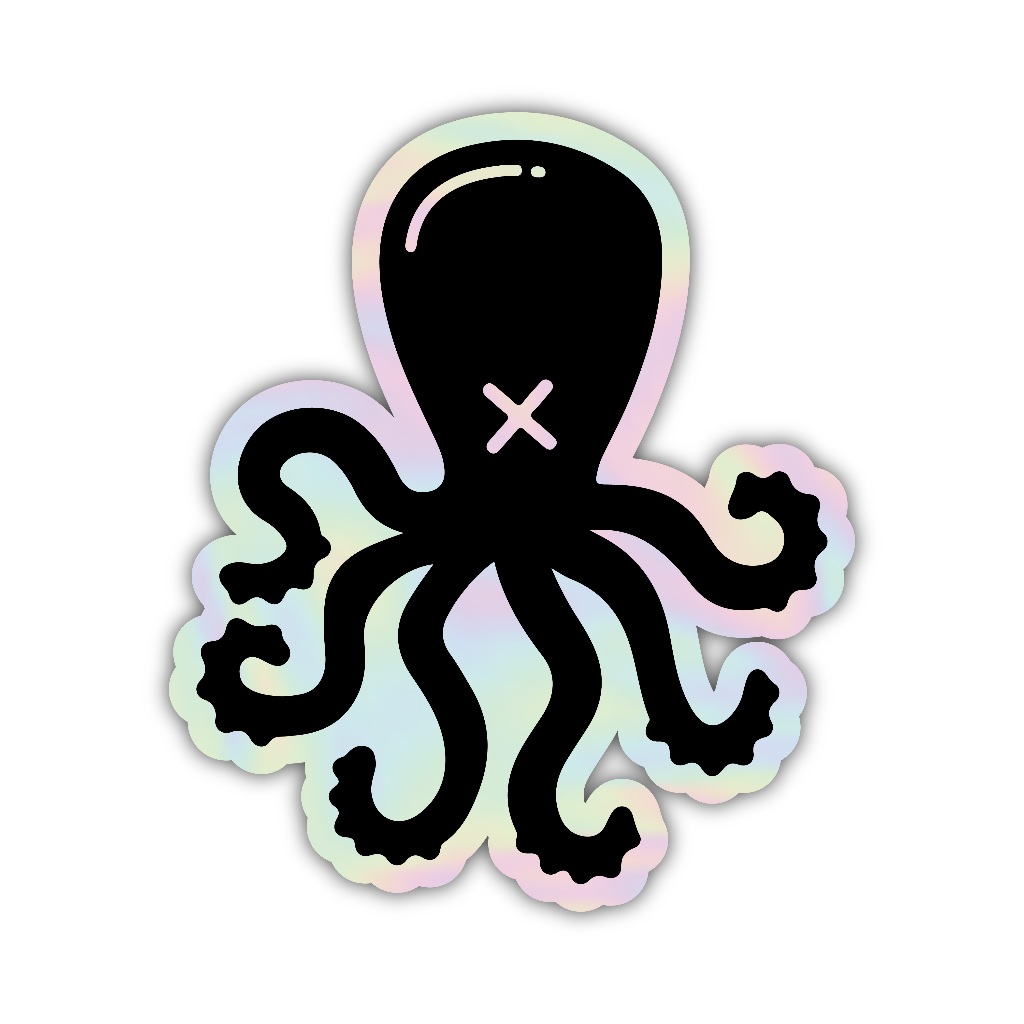 

Z442 sticker gurita aesthetic, stiker hologram satuan