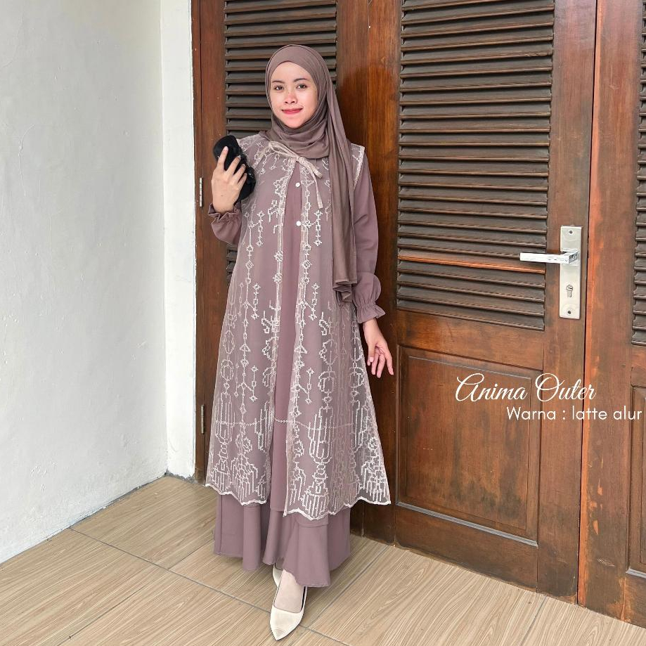 ANIMA OUTER BROKAT PREMIUM BY EMBUN HIJAB - LONG OUTER LACE BROKAT KEKINIAN