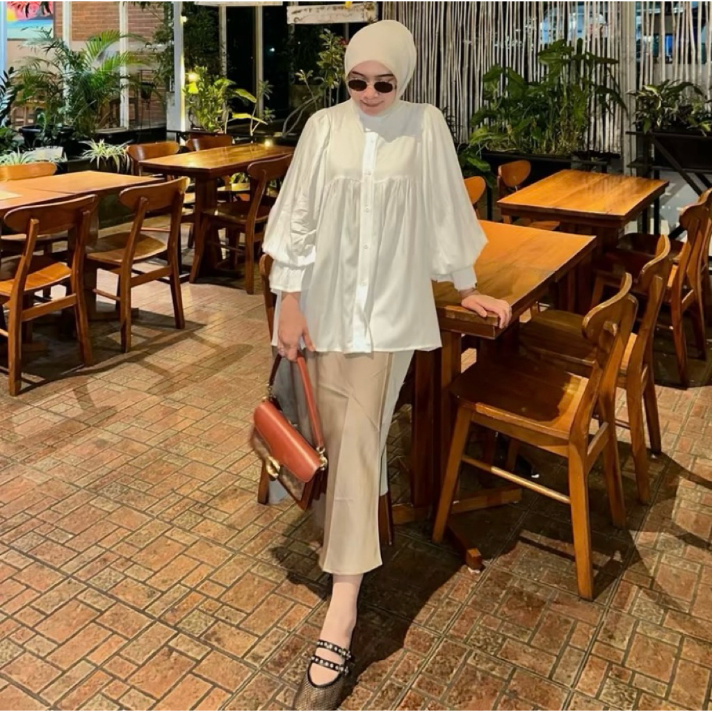 Blouse wanita rempel umpak rayon polos twill terbaru