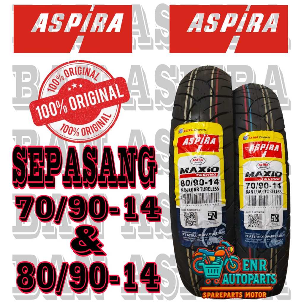 BAN ASPIRA SATU SET MATIC RING 14 MOTOR MIO FINO BAN DEPAN BELAKANG ASPIRA ORIGINAL
