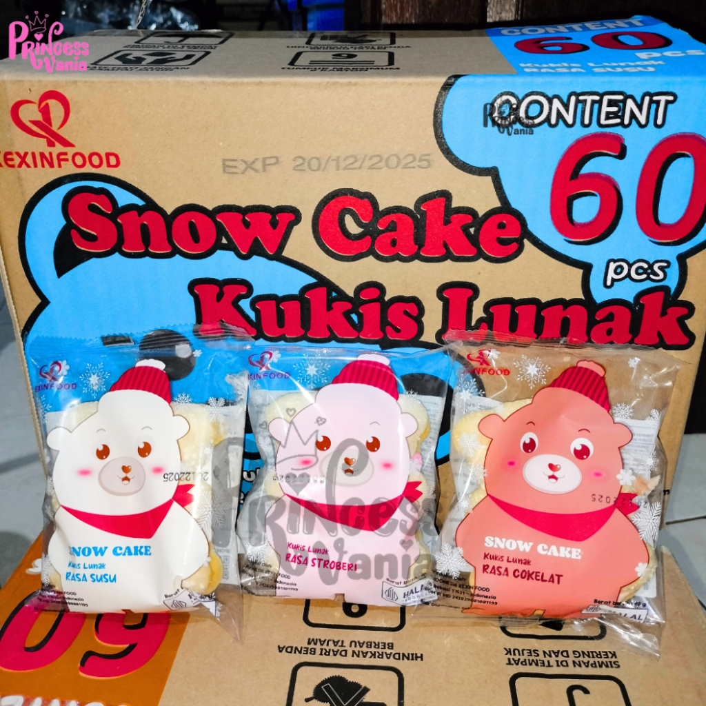 

GROSIR SNOW CAKE KUKIS LUNAK KEXIN FOOD COOKIES 1 DUS BISA MIX RASA