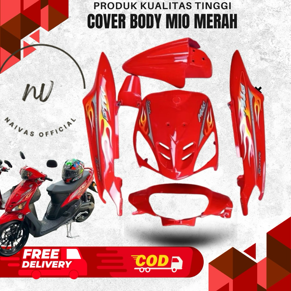 Cover body mio sporty set striping merah