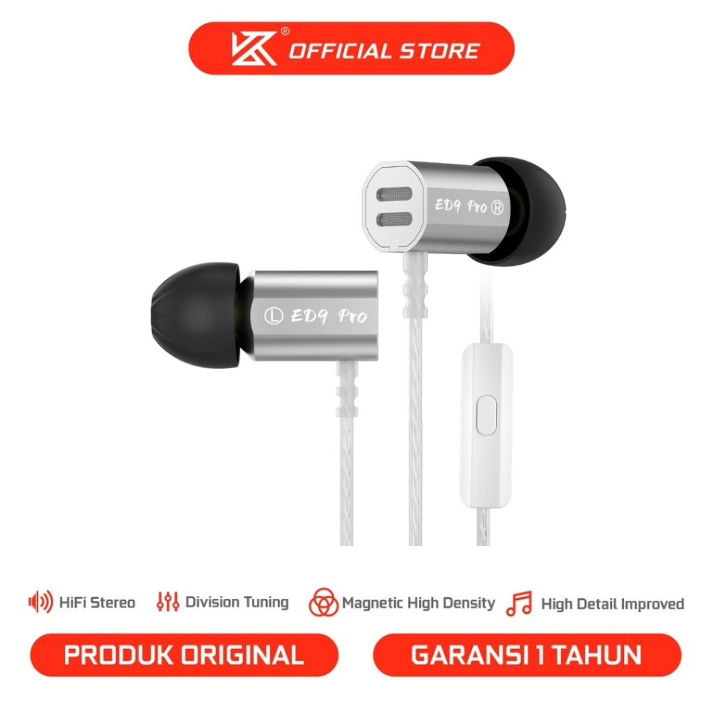 [KZ Official Store] KZ ED9 Pro with Mic Single Dynamic Driver In-Ear Monitor Metal Earphone
