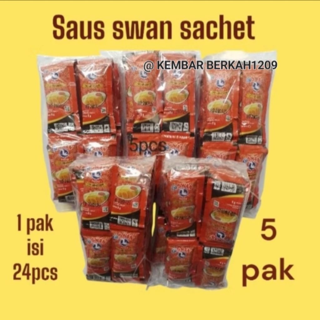 

( 5 pak ) Saus Swan Sachet 8g/ Saus Stik 8g / Saus Fried cicken 8g ( 1 Pak isi 24 pcs )