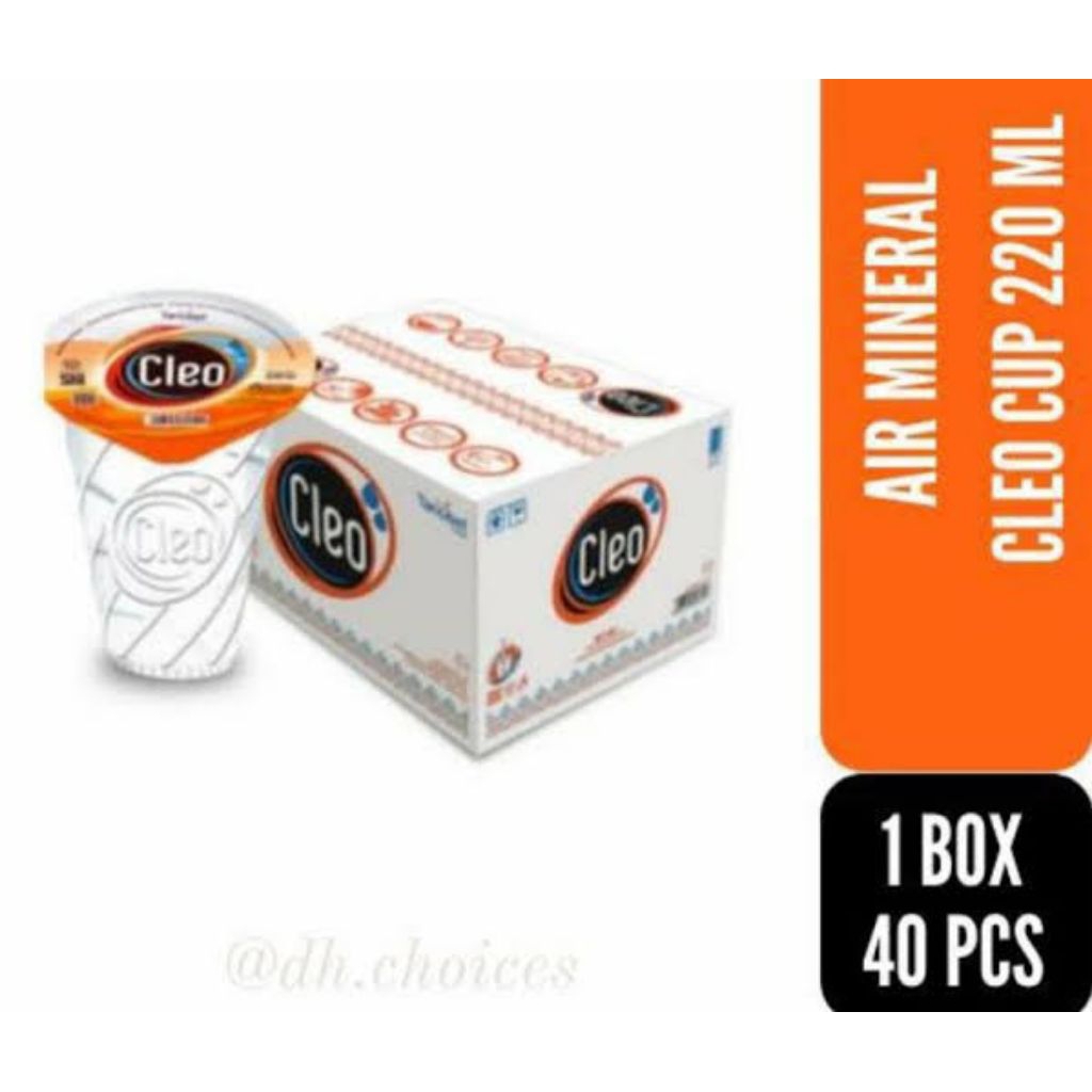 

Air Mineral CLEO kemasan gelas 220 ml per karton isi 40 cup